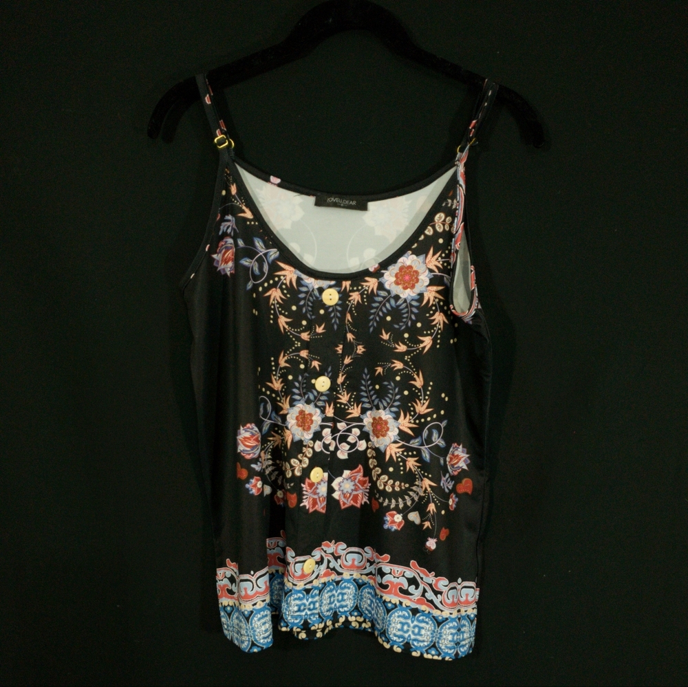 Love u dear tank top floral
